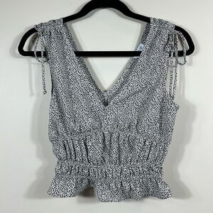 Sienna Sky Black White Summer Tank Ink Drop Dot Crop Women Lightweight Size XS